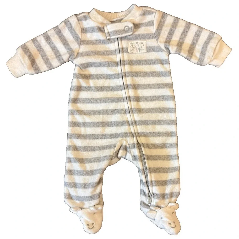 Carters Preemie Baby Boy Sleeper‎ Outfit Fleece Giraffe Reborn Doll Little Loved